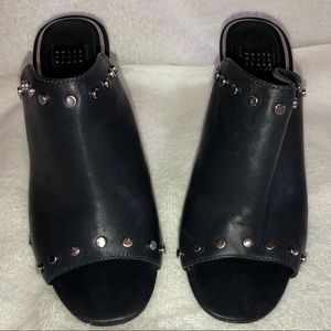 WHBM Dark Gray studded mules